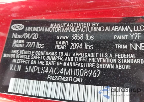 2021 Hyundai Elantra Sel из США, поврежденный, VIN 5NPLS4AG4MH008962